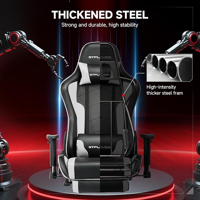 GTPLAYER Gaming Chair with Bluetooth Speakers and Footrest, Ergonomic Gamer - Image 8