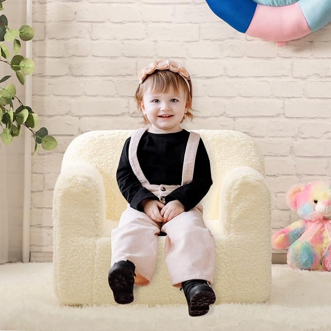 ALIMORDEN Kids Ultra-Soft Snuggle Foam Filled Chair, Toddler Cuddly Sherpa - Image 2