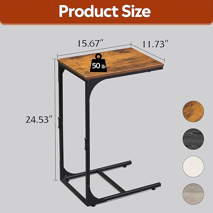 WLIVE C Shaped End Table, Small Couch Side Tables - Image 3