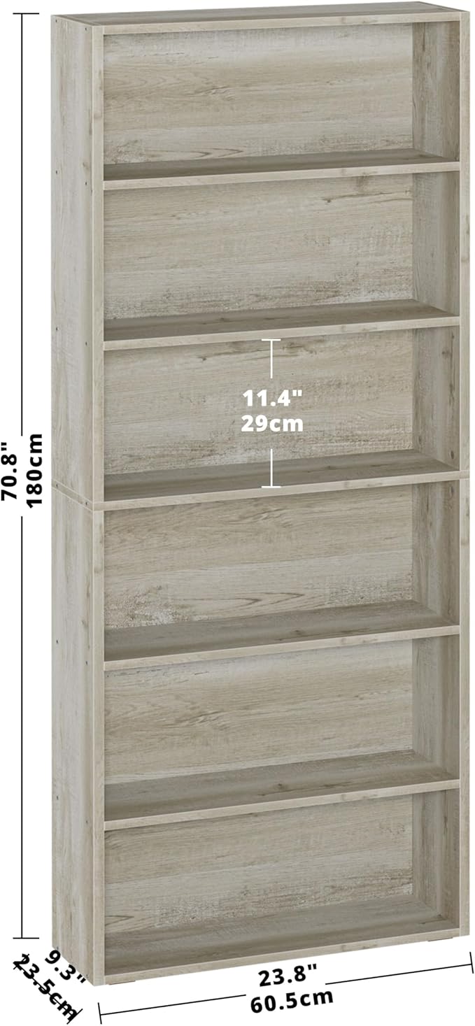 IRONCK Bookshelves and Bookcases Floor Standing 6 Tiers Display Storage Shelves - Image 3