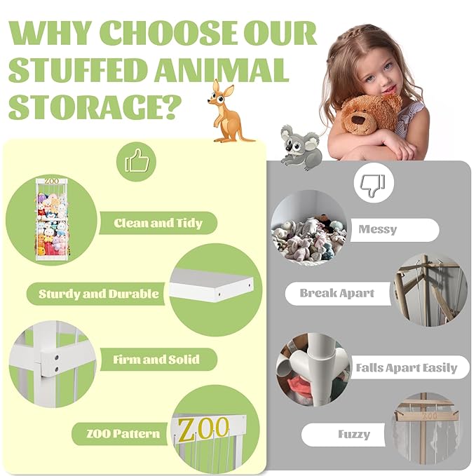 Trycooling Stuffed Animal Zoo Stuffed Animal Storage Wood Plushie Storage - Image 4