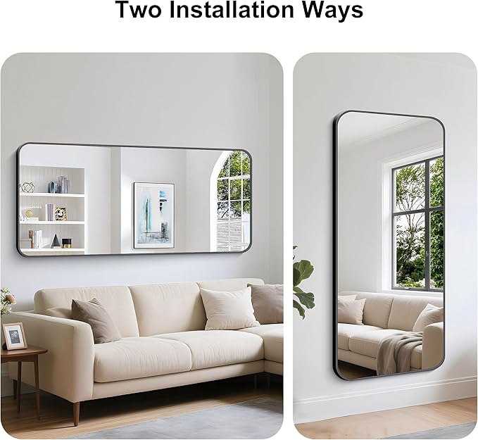 KOCUUY Black Bathroom Mirror 60"x28", Large Vanity Mirror - Image 6