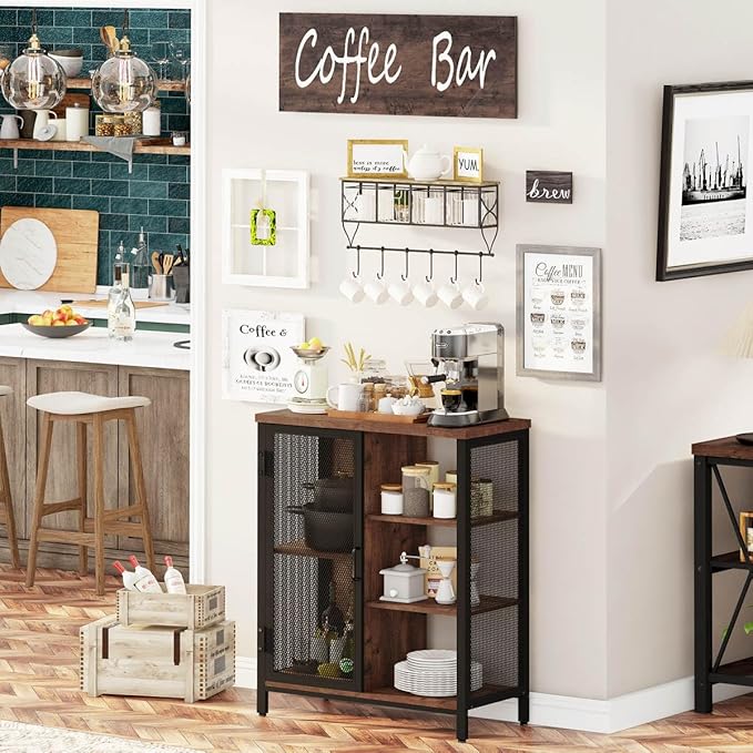 BON AUGURE Coffee Bar Cabinet for Home Liquor, Small Storage Cabinet for - Image 8