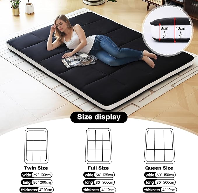 Tiita Queen Memory Foam Mattress Topper, Portable Roll Up Travel Car Camping - Image 4