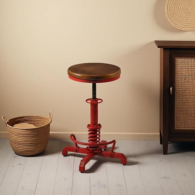 LOKKHAN American Antique Steampunk Bar Stool 24.41"-28.35" Vintage Industrial - Image 8