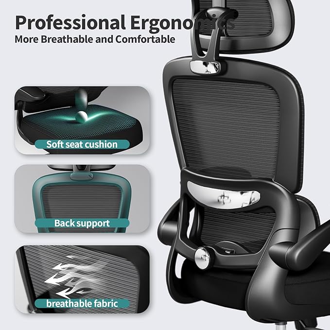 TRALT Office Chair Ergonomic Desk Chair, 330 LBS Home Mesh Office Desk Chairs - Image 3