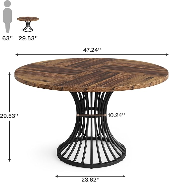 Tribesigns Round Dining Table for 4-6 People, 47-Inch Farmhouse Dinning Room - Image 2