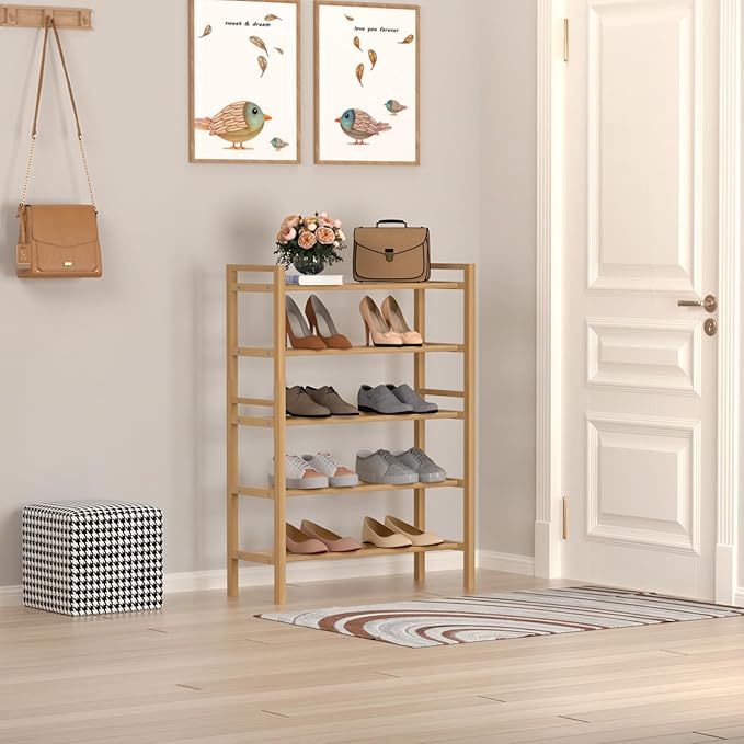 Haddockway Bamboo Shoe Rack for Closet, Free Standing Shoe Organizer - Image 2