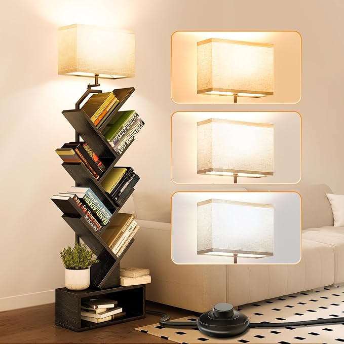 addlon 6-Tier Tree Bookshelf, Steel&Wood Corner Shelf by addlon