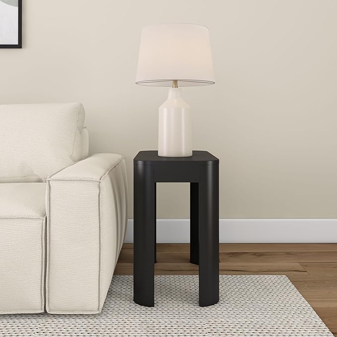 Plank+Beam Modern Rounded Rectangular Side Table, Solid Wood End Table - Image 3