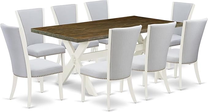 East West Furniture X077VE005-9 9 Piece Modern Dining Table Set Includes a by EastWestFurniture