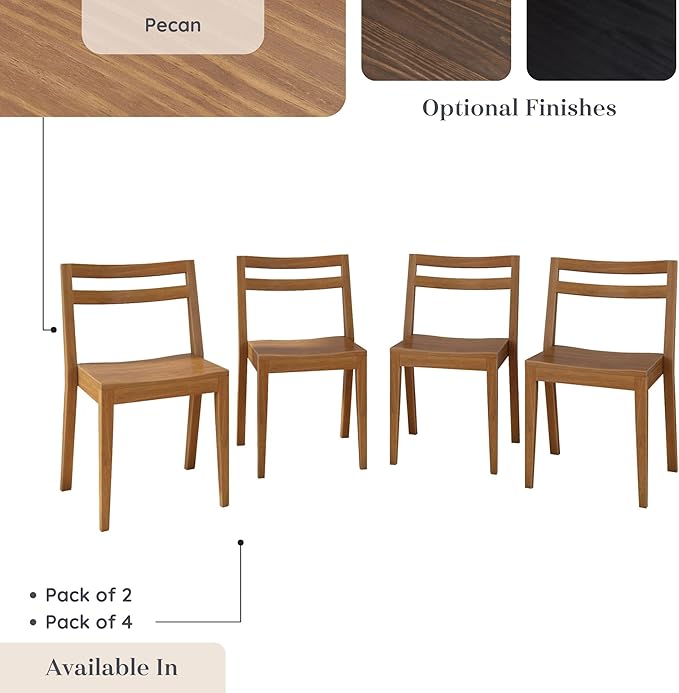 Grain & Grove Davie Dining Room Chairs Set of 4, Solid Wood Modern Kitchen Chair - Image 9