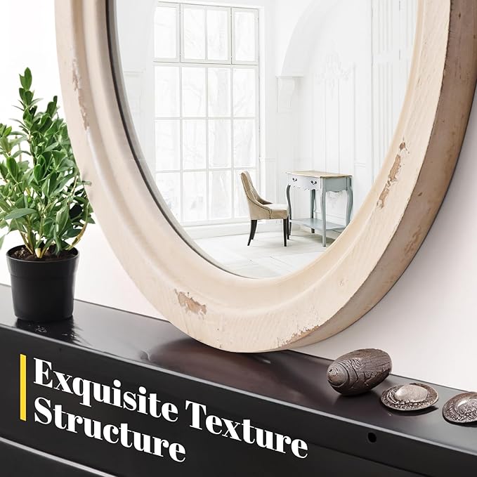 sawsile 20x30'' Rustic Oval Wood Mirror, Decorative Farmhouse Oval Mirrors - Image 2