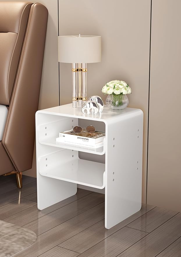 Clear Acrylic 3-Tier End Table/Nightstand – Sleek Bedside Storage - Image 2