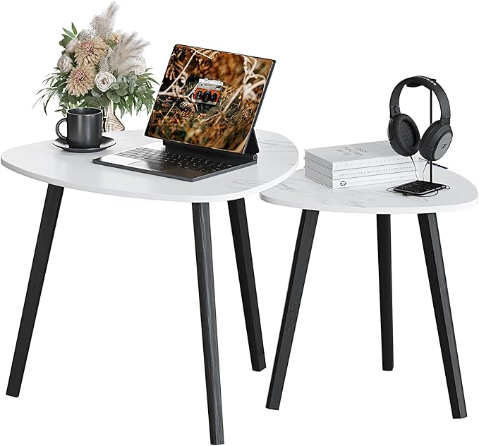 BAMEOS Bamboo Nesting Triangle End Table - Image 7