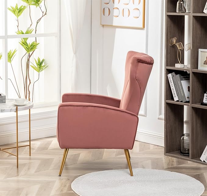 Container Furniture Direct Modern Velvet Accent Chair, Channel Tufted Bedroom - Image 8