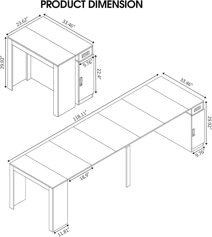 Expandable Dining Table, Convertible Table - Image 2