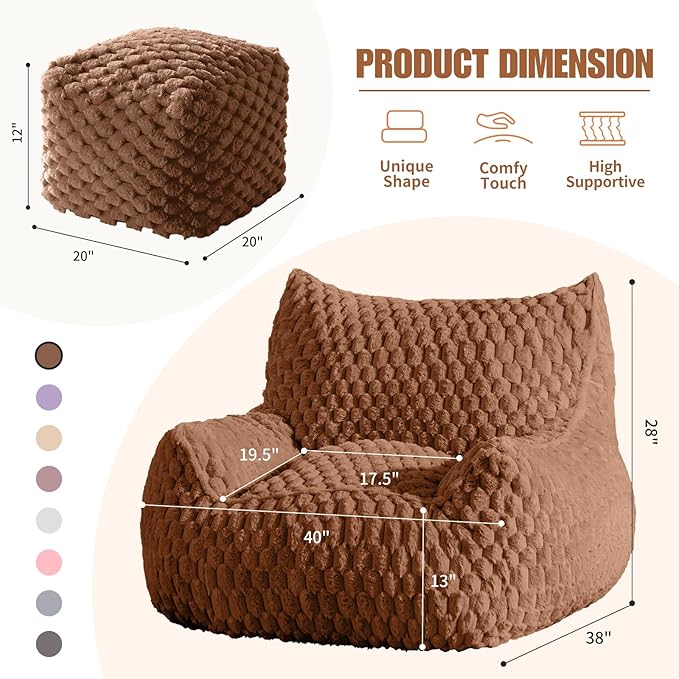 Bean Bag Chair with Ottoman - Image 2