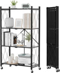 ALANNG Storage Shelves with Wheels, Bookshelf with Storage, No Assembly Metal by ALANNG