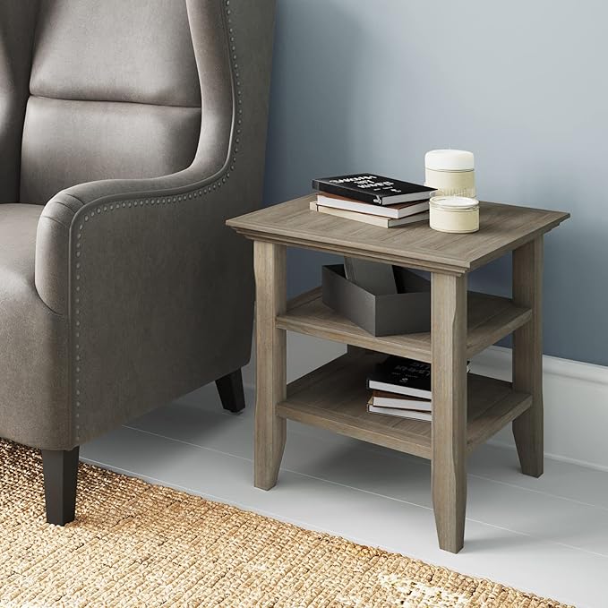 SIMPLIHOME Acadian SOLID WOOD 19 Inch Wide Square Transitional End Table in - Image 2