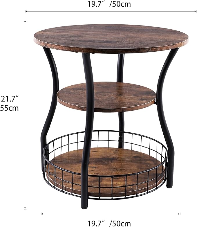 Round Side Table, 3 Tier End Table - Image 3