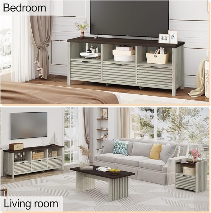 BON AUGURE TV Stand, Fluted Modern Media Console - Image 7
