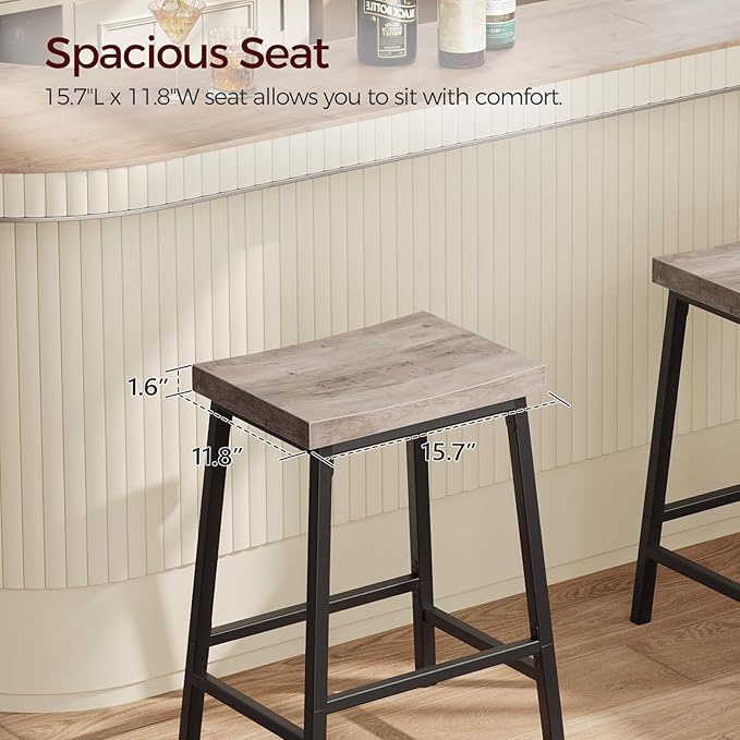 Bar Stools, Counter Height Bar Stools Set of 2, 23.7 Inch Saddle Stools - Image 6