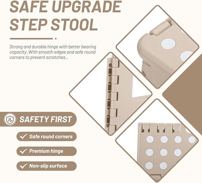 Delxo Folding Step Stool, 9 Inch Lightweight Plastic Stepstool, Portable - Image 5