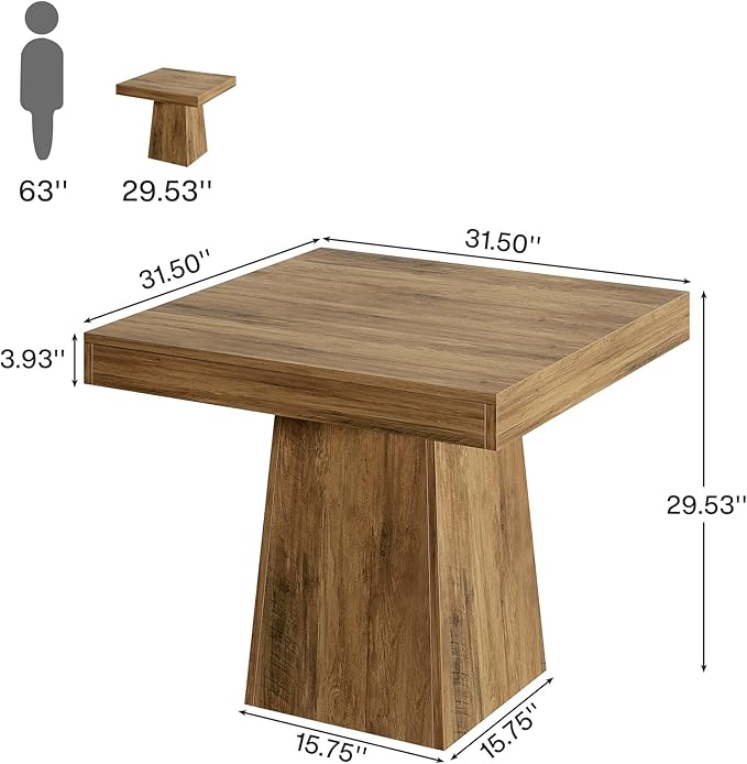 Tribesigns Square Dining Table for 4, 31.5-Inch Small Kitchen Table - Image 2