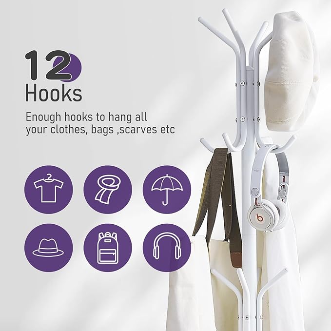Coat Rack Freestanding Entryway Hanger Stand, Umbrella Holder, Hall Tree - Image 5