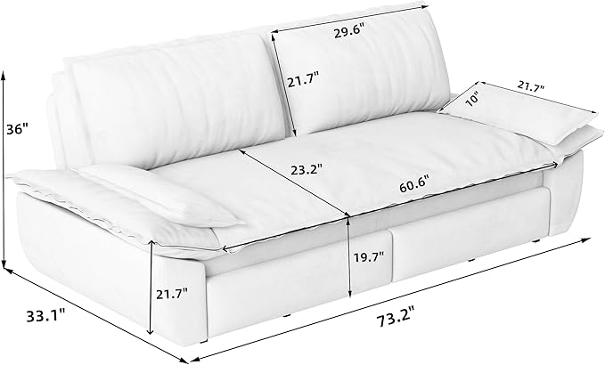 ERYE 73.2" Queen Size Sleeper Sofabed Modern 3 in 1 Convertible Loveseat - Image 11