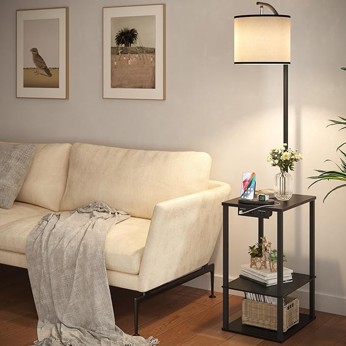 SUNMORY Floor Lamp with Table, End Table - Image 2