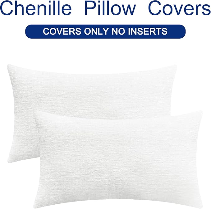 CaliTime Throw Pillow Covers Decorative 12 X 20 Inches Pack of 2 Cozy Chenille - Image 6