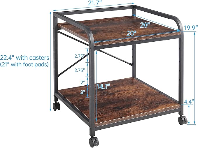 Under Desk Printer Stand, 20 Inches Deep Large Printer Table - Image 3