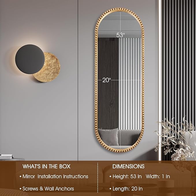Oval Full Length Mirror, Living Room, Antique Gold - Image 4
