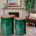 Glitzhome Farmhouse Accent Side Table, Metal Storage Stool Ottoman by Glitzhome