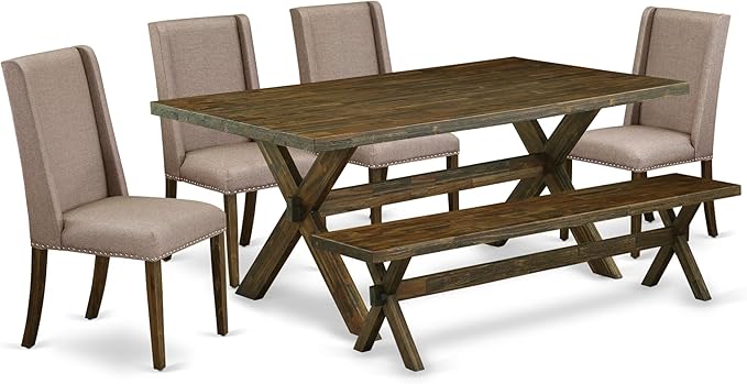 East West Furniture X777FL716-6 6 Piece Dining Table Set Contains a Rectangle by EastWestFurniture
