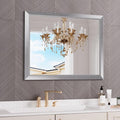 Amorho 40x32 Inch Bathroom Mirror Silver, Thick Metal Framed Wall Mirrors by Amorho