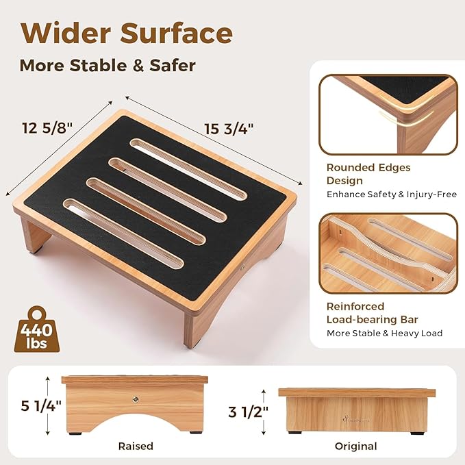 StrongTek 5" High Wooden Bed Step Stool - Image 2