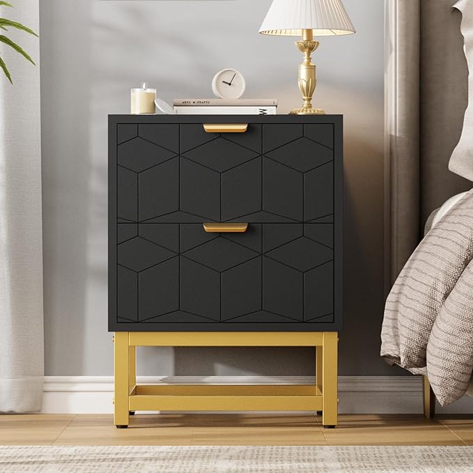GAOMON Black 2 Drawer Dresser, Small Dresser＆Chest of Drawers, Modern Nightstand - Image 4