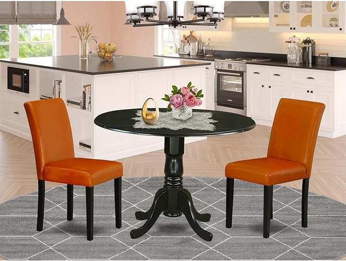East West Furniture DLAB3-BLK-61 3 Piece Kitchen Table & Chairs Set Contains a - Image 6