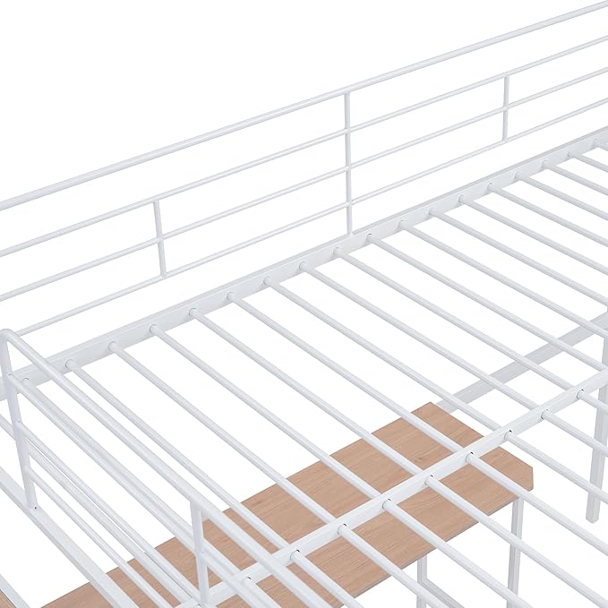 Full Size Metal Loft Bed with Desk and Lateral Storage Ladder, Modern Style - Image 6
