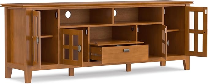 SIMPLIHOME Artisan SOLID WOOD 72 inch Wide Transitional TV Media Stand in Honey - Image 3
