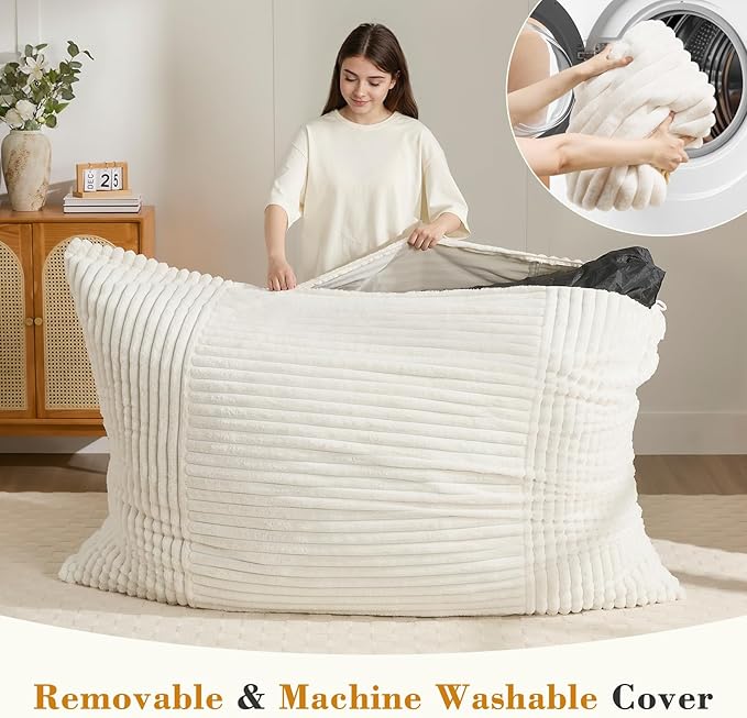 3-in-1 Giant Bean Bag Chair for Adults & Kid, Convertible Floor Sofa to Mattress - Image 4