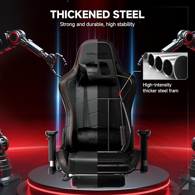 GTPLAYER Gaming Chair with Bluetooth Speakers and Footrest, Ergonomic Gamer - Image 8