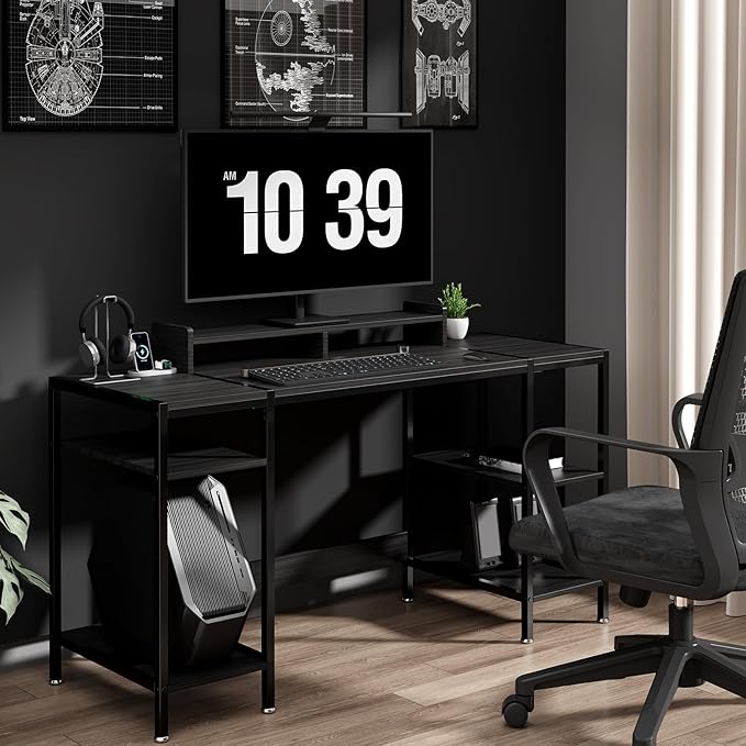 Computer Desk Gaming Desk with Monitor Stand, Home Office Desk Suitable - Image 5