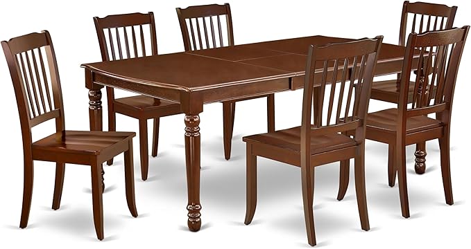 East West Furniture DODA7-MAH-W 7 Piece Kitchen Table & Chairs Set Consist of a by EastWestFurniture