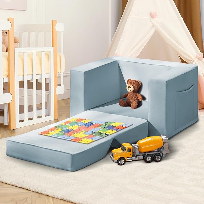 Kids Couch, 2-in-1 Toddler Chair Comfy 1-3 Years, Convertible Kids Chair - Image 8