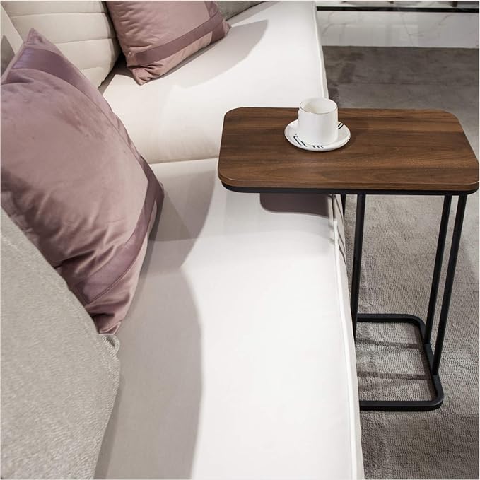 C Shaped Side Table, Small End Table MDF Black Walnut Coffee Table, Modern - Image 8
