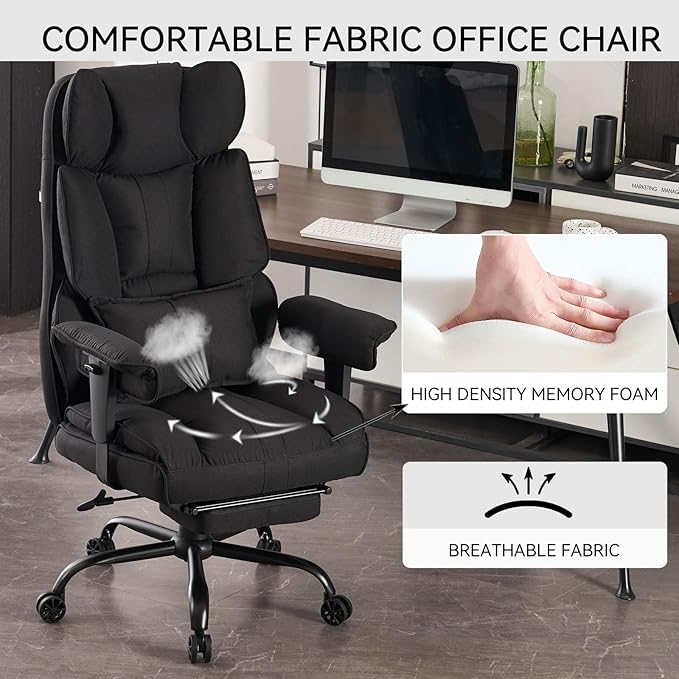 Efomao Big and Tall Office Chair 400 lb Weight Capacity, High Back Executive - Image 7